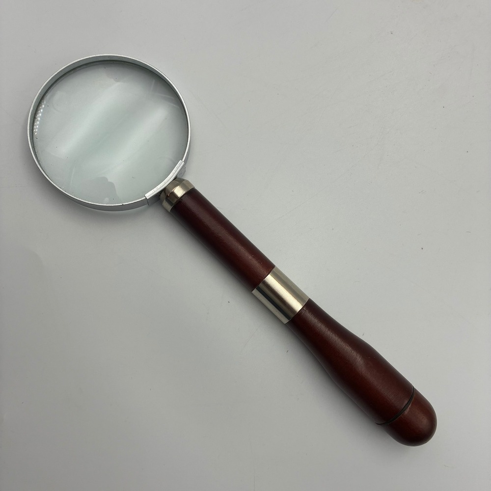Menards Magnifying Glass with Hidden Screwdriver Multi Tool Set Wood Handle